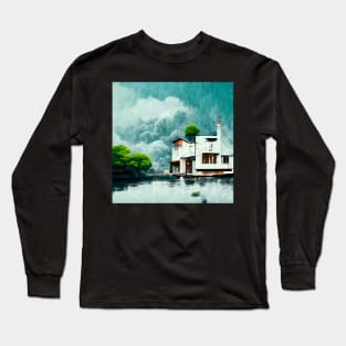 Japanese Building by the Water Long Sleeve T-Shirt